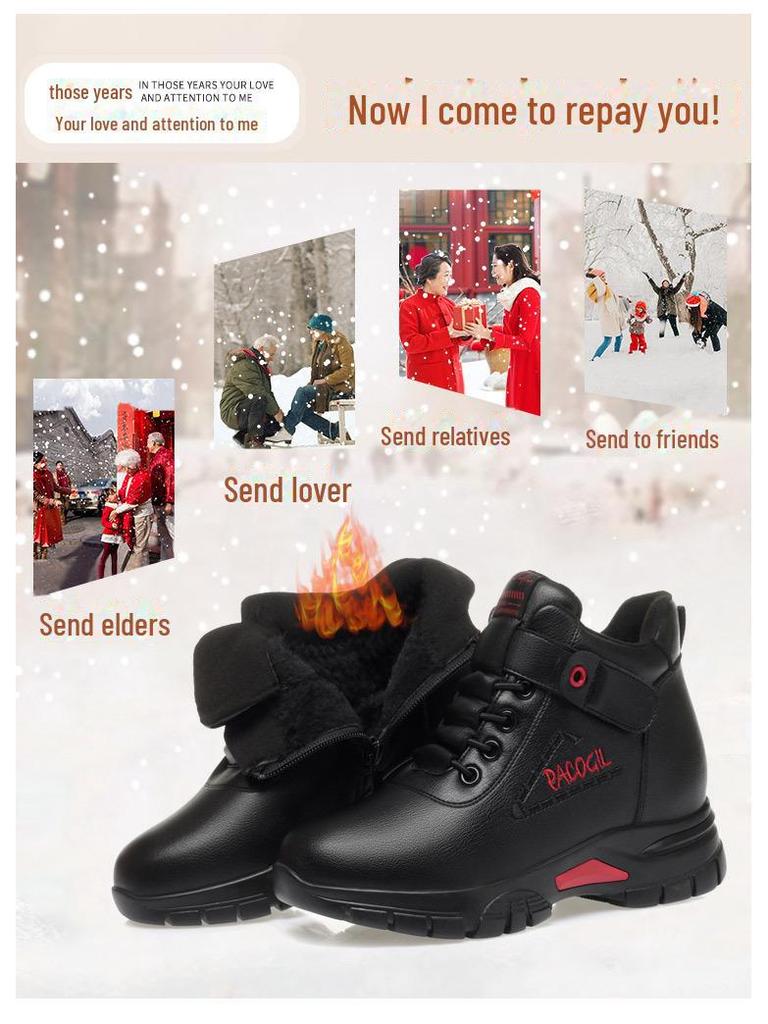 Women's Plush Leather Casual Walking Shoes 2023 - Autumn/Winter Edition for Middle-Aged & Elderly