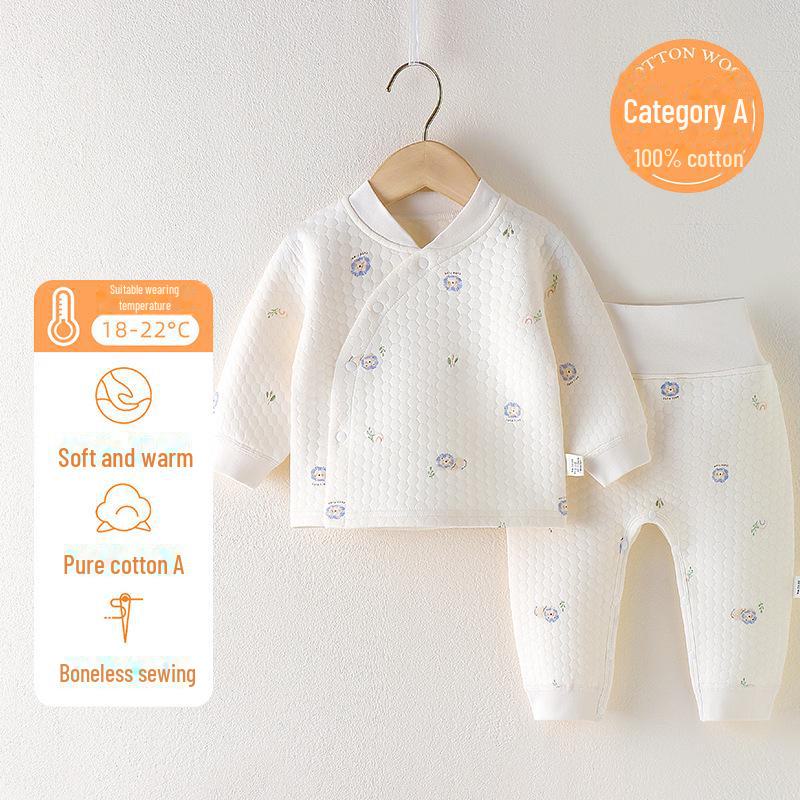 

Унисекс детский теплый костюм с высокой талией и защитой живота - Нижнее белье из хлопка осень/зима 66 cm