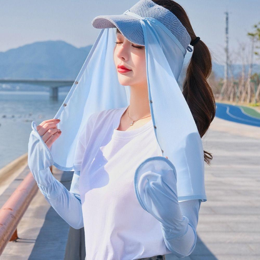 Quick Drying Cycling Scarf Solid Color Face Veil Breathable Ice Silk Sunscreen Mask  Gardening