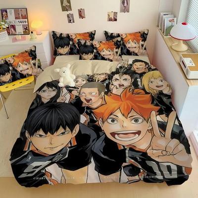 Cartoon Anime Haikyuu Bedding Set Volleyball Boys Duvet Cover Set 3D Printed Quilt Covers Single Double Bed Linen For Teens