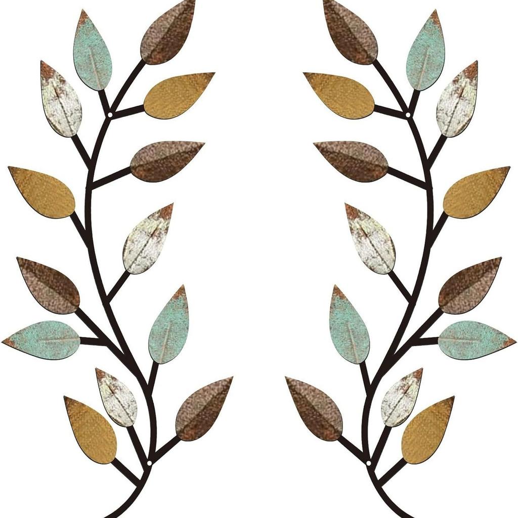 3P 2 Metalowy Liść Ściana Dekoracyjna Sztuka Ścienna Kute Żelazo Metal Niezależne Części Wewnętrzne Salon Rękodzieło Dekoracja