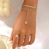 Stainless Steel Gold Plated Butterfly Design Matte Polished Mix Open Bangle Set Minimalist Trendy Stackable Zircon Bracelets for
