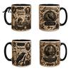 Handcrafted Ceramic Vessel 3D Carving Coffee Mug, 300ml/400ml Capacity Retro Relief Design Music Lover Gift Tea Cup, Decorative Desktop Ornament