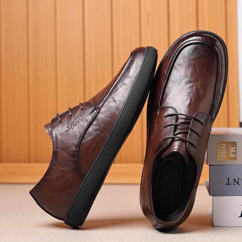 Fashion Trendy Men's Casual Shoes lace up Simple Men's Retro Leather Shoes lace up oxfords Elegant Formal Commuter men Work Shoes