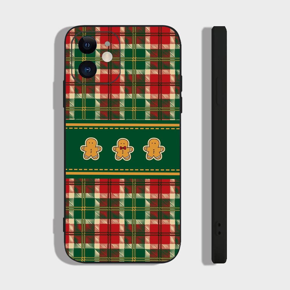 G-Gingerbread Man Christmas Phone Case For IPhone 17 Air 16 15 14 13 Pro Max 11 12 Black Silicone Cover