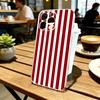 B-Burgundy White Stripe P-pattern Phone Case Transparent Silicone Soft For iPhone 17 16 15 14 13 12 11 Mini Pro Max Plus