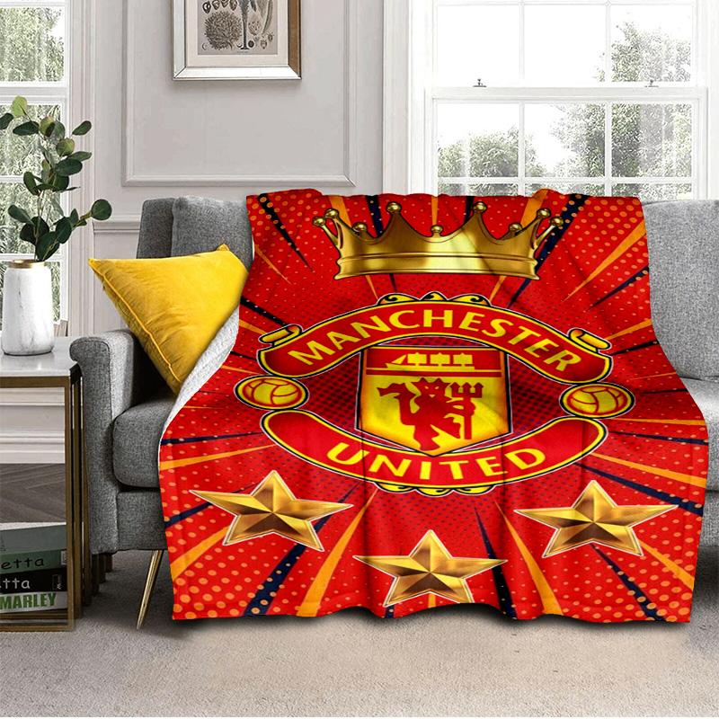 Coperta con stemma del Manchester United Coperta in flanella da esterno per campeggio, escursionismo, feste in giardino, essenziale per picnic, regalo per famiglia e amici