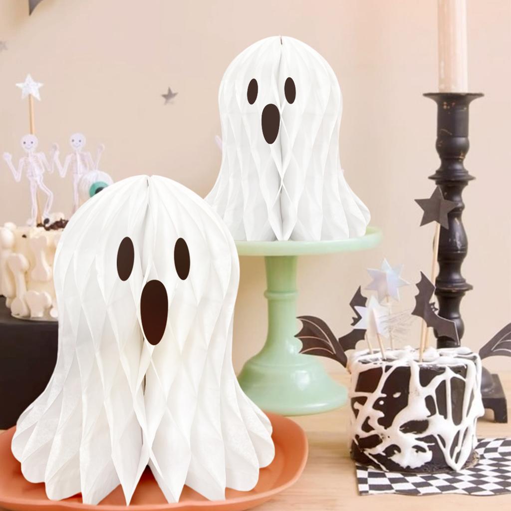 Halloween Honeycomb Ghostly Ornament Reusable 3D Paper Lanterns Wall Hanging Halloween Party Decoration for Indoor