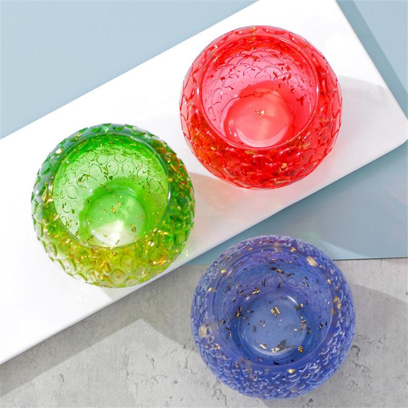 8x6.6cm Round Fish Scale Flowerpot Mold Diy Handmade Vase Plaster Craft Silicone Molds Household Decor Gypsum Drop Glue Mould