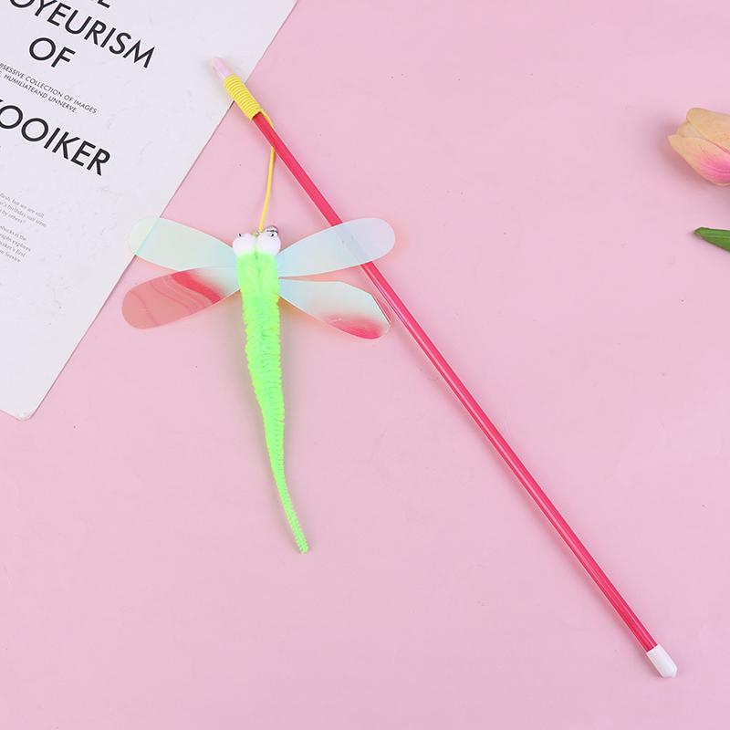 Cat Teaser Stick Sequins Big Eyes Dragonfly Cat Toy Interactive Teaser Stick