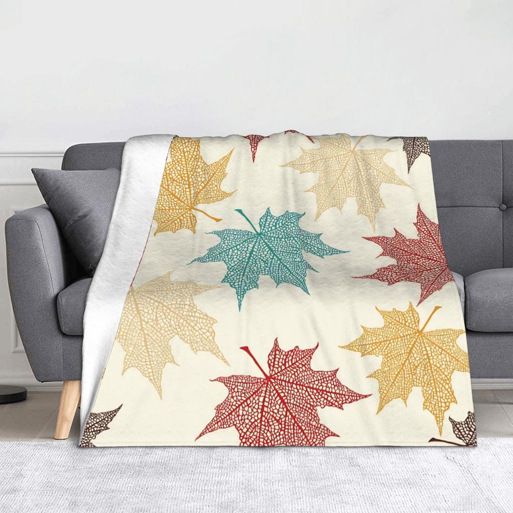 Maple Fallen Leaves Flannel Blankets Colorful Funny Throw Blanket for Sofa Bedding Lounge 200x150cm Bedspread
