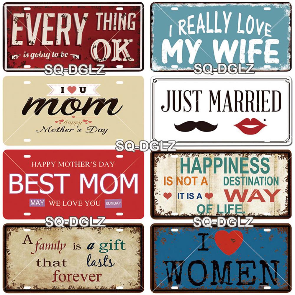 [SQ-DGLZ] Text Hope Love Home License Plate Tin Sign Store Bar Wall Decoration Metal Sign Home Decor Painting Plaques Art Poster