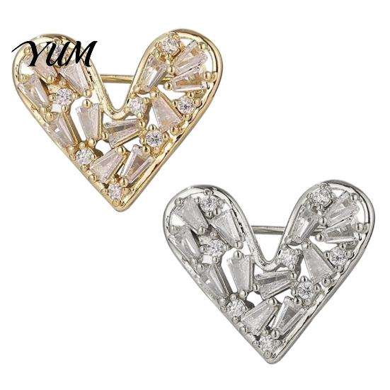 Heart Shape Brooch Mini Love Pin, Silver Golden Plated Clothing Decoration Pins Lapel Hats Bags Scarves Clothes Decorative Accessory Women Collar