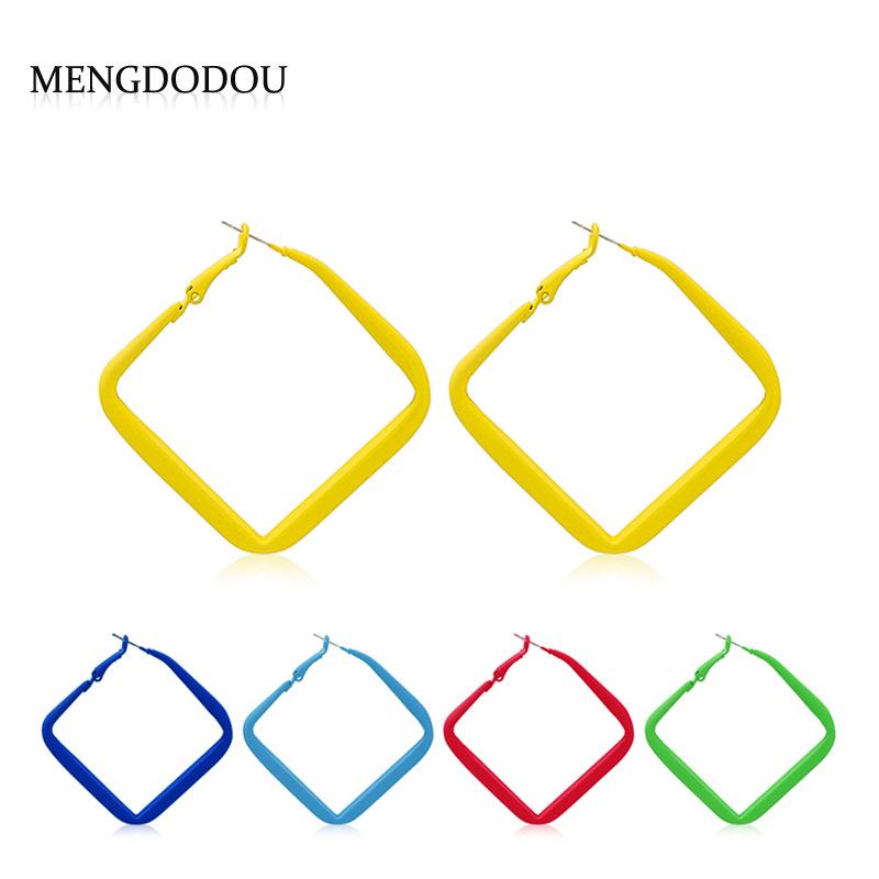 

Silver Needle 2023 Frosted Square Ear Cuffs: Colorful Geometric Earrings with Retro Influencer Style