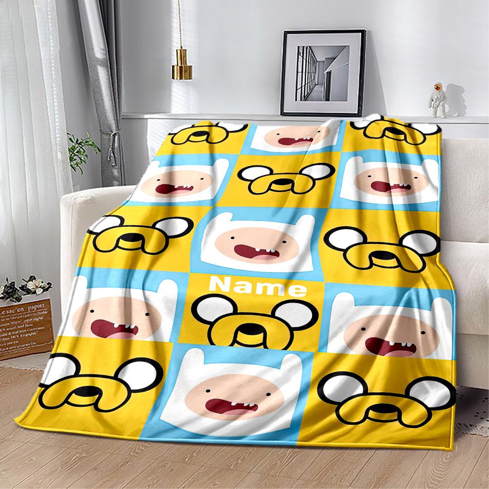 Adventure Time Faces Personalized Text Blanket Multi-purpose Customizable Blanket Ultra-Soft Great for Office Chair Picnics Nap