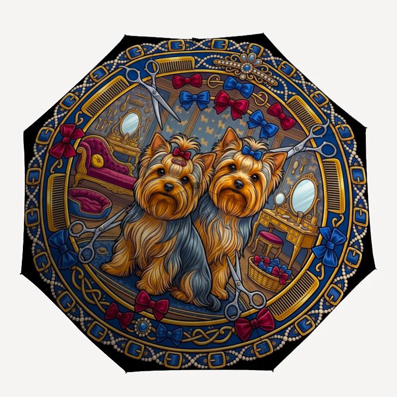 Royal Canine pattern umbrella, portable and foldable design, 8 ribs, a casual accessory for Halloween, Christmas, and birthday gifts.