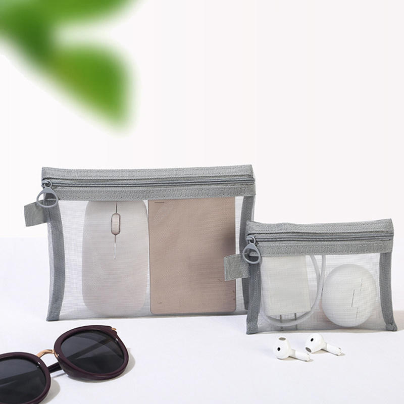 3pcs/set Transparent Mesh Zipper Cosmetic Bag Women Necessary Organizer Fashion Small Large Black Toiletry Makeup Pouch Case