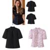 Elegant Polyester Short Sleeve Shirt With V Neck And Button Closure For Womens Fashion
