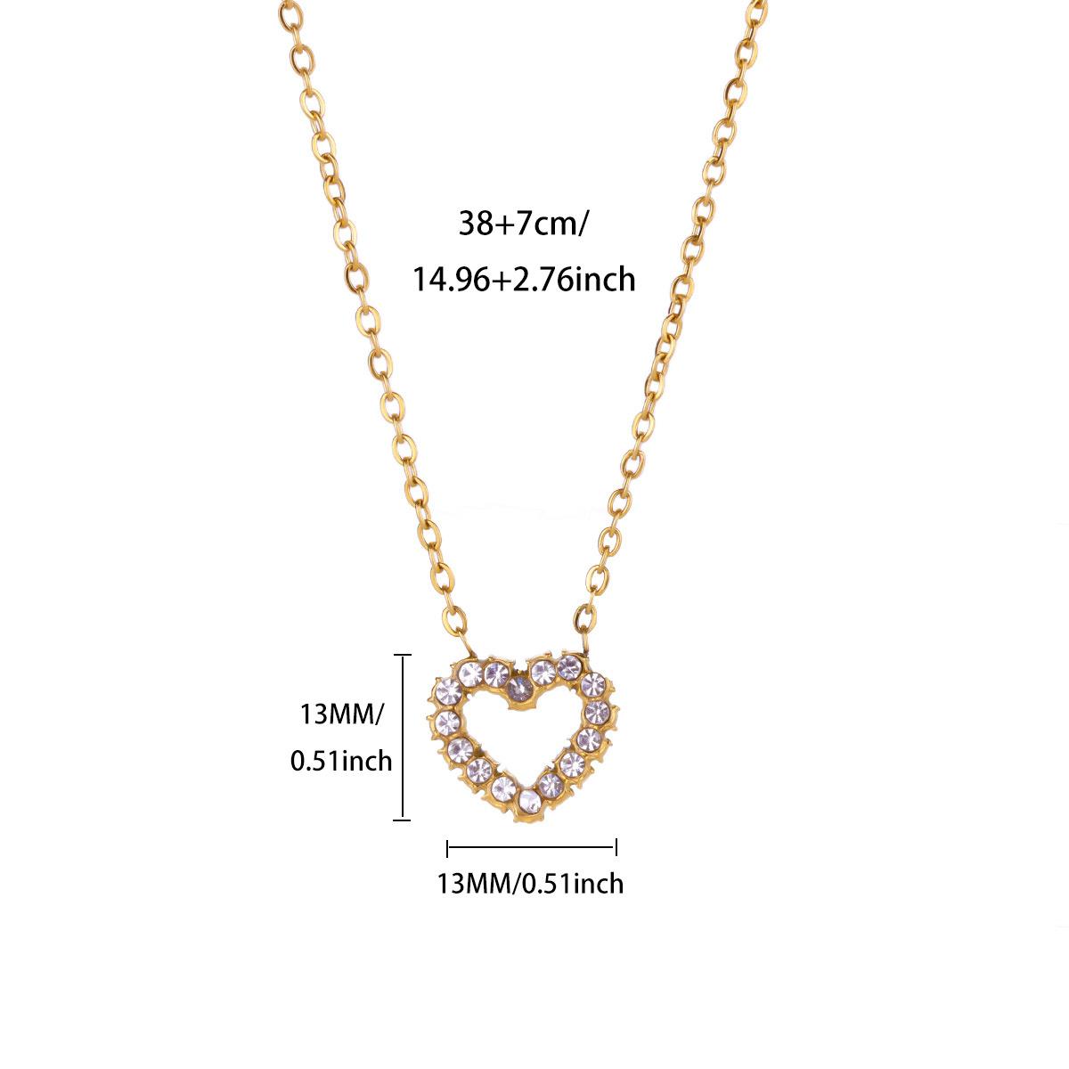 Zircon Heart Necklace For Women Girls Gold Color Exquisite Heart Pendant Necklace Charm Collares Jewelry Christmas Gift