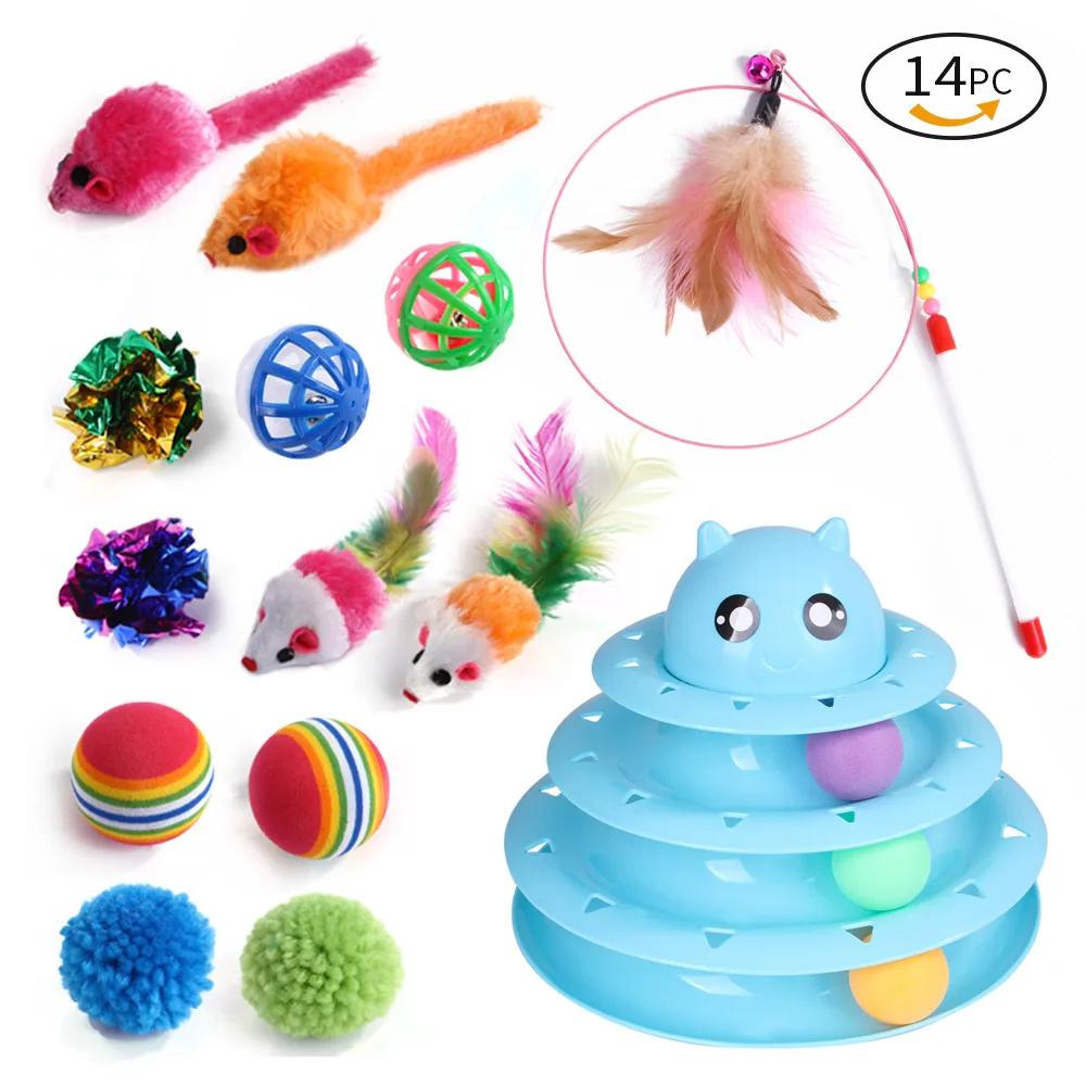 DualPet Kitten Toys Variety Cat Toy Combination Set Cat Toy Funny Cat Stick Sisal Mouse Bell Ball Cat Supplies 20 Piece Set Anti