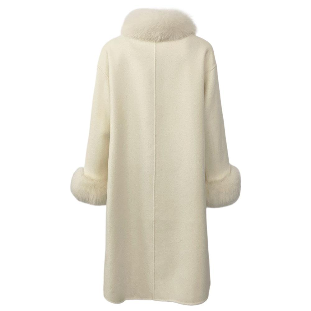 OFTBUY Autumn Winter Jacket Natural Real Big Fox Fur Collar Long Thick Warm Wool Blends Coat Women Outerwear Embroidery Chinese