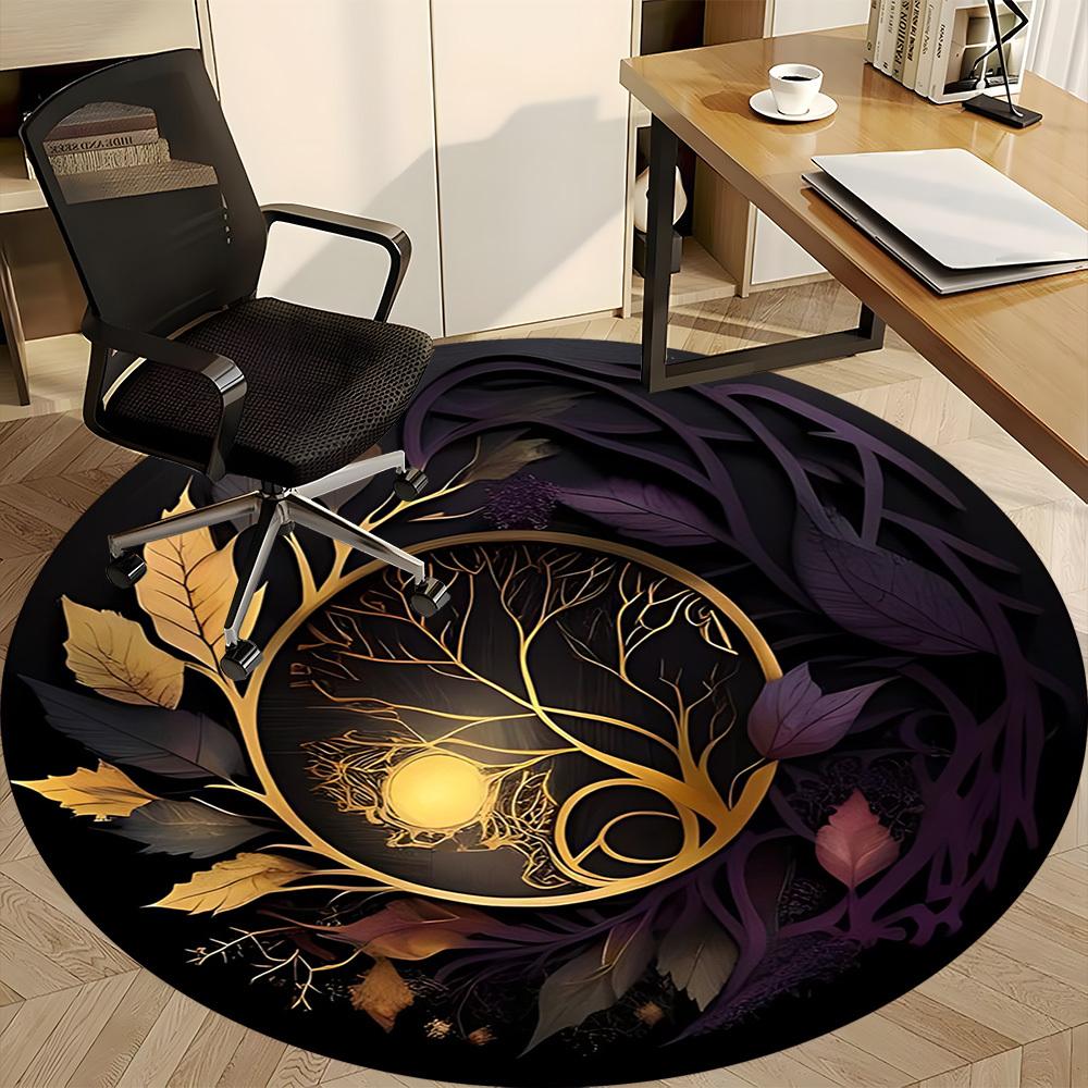 1 Stück Goldener Baum des Lebens Stuhlteppich für das Büro, Weiche bequeme Matte für Büro, Wohnzimmer, Schlafzimmer, Maschinenwaschbarer Teppich yy251112169