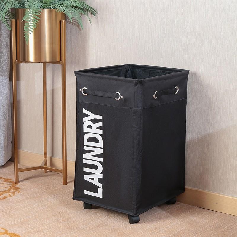 

Foldable Oxford Fabric Laundry Hamper with Wheels 60x40x35cm Collapsible Storage Basket Black