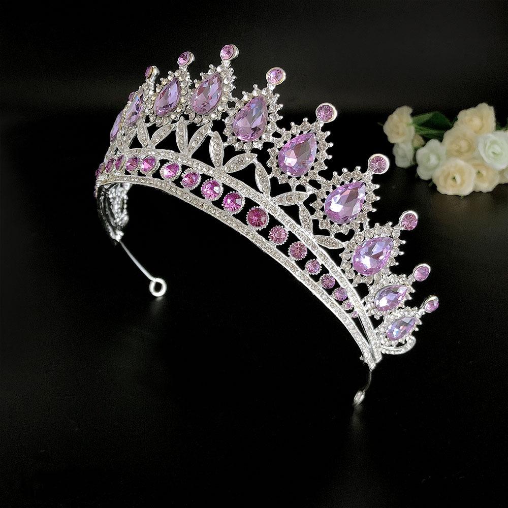 New Violet Rhinestone Bridal Crown Wedding Dress Accessories Bridal Tiara Hair Accessories