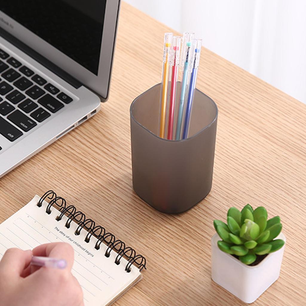 Pen Holder Transparent Frosted Finish Pencil Holder Space Saving Multifunctional Pen Holder Cup for Desktop School