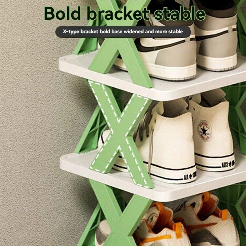 Multi-layer Space-saving Dormitory Doorway Simple Slipper Rack Foldable Plastic Storage Shoe Cabinet No-drilling Dustproof