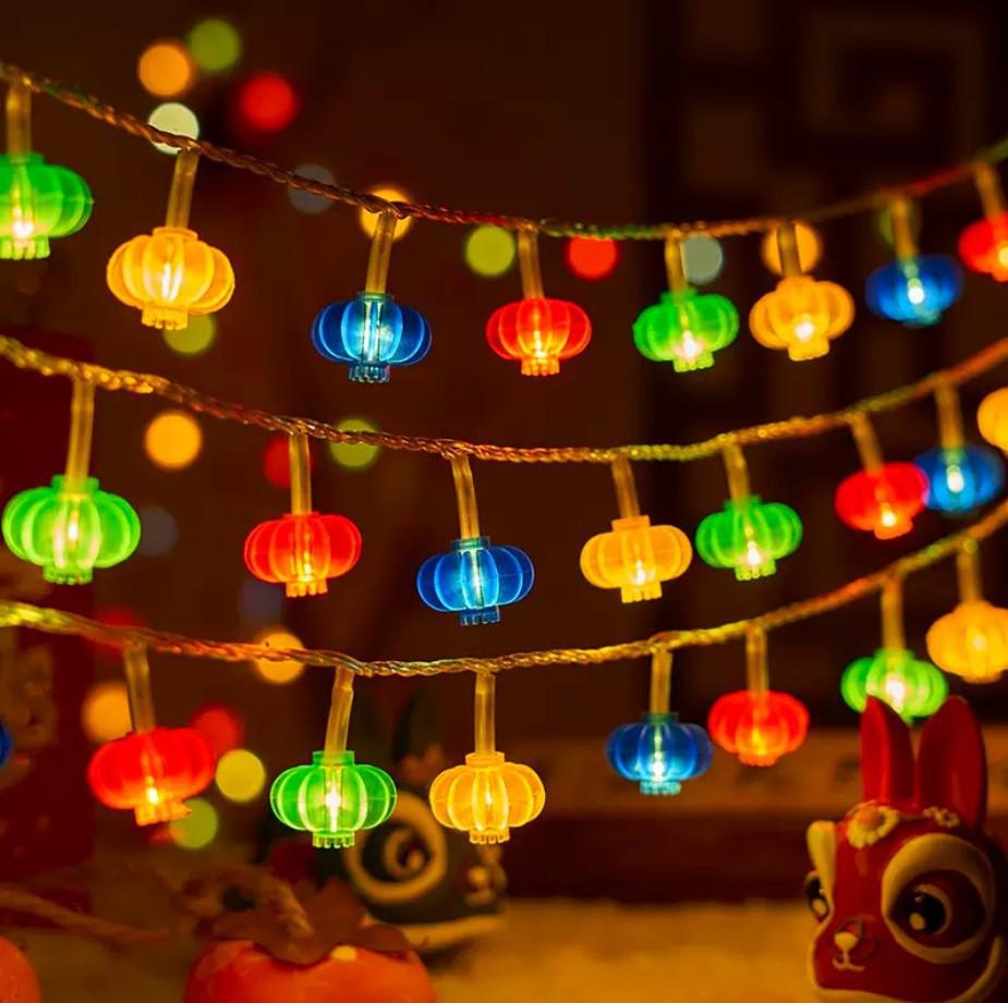 

Solar Fu Lantern String Lights for Chinese New Year and Mid-Autumn Festival Decoration 2m 10 lights [2 AA batteries, steady]