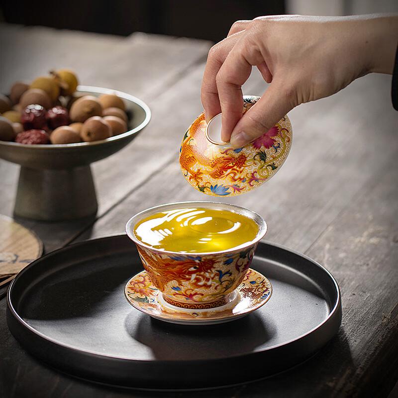 Palace Style Enamel Phoenix Gaiwan