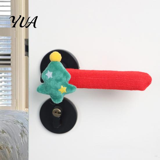 Christmas Party Home Decor Knitted Doorknob Covers, Santa Reindeer Decor, Anti?Slip Protector Sleeves, Door Protective Knob Gloves Handle