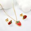 Sweet Strawberry Fruit Drip Oil Necklace Earrings Jewelry Set Cute Gift For Women Girls
