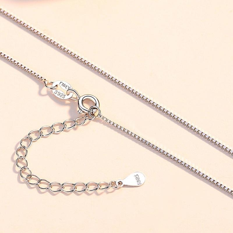 S925 Sterling Silver Clavicle Chain Female Simple Temperament Box Necklace Female Korean Style Sweater Chain Pendant Women Gift