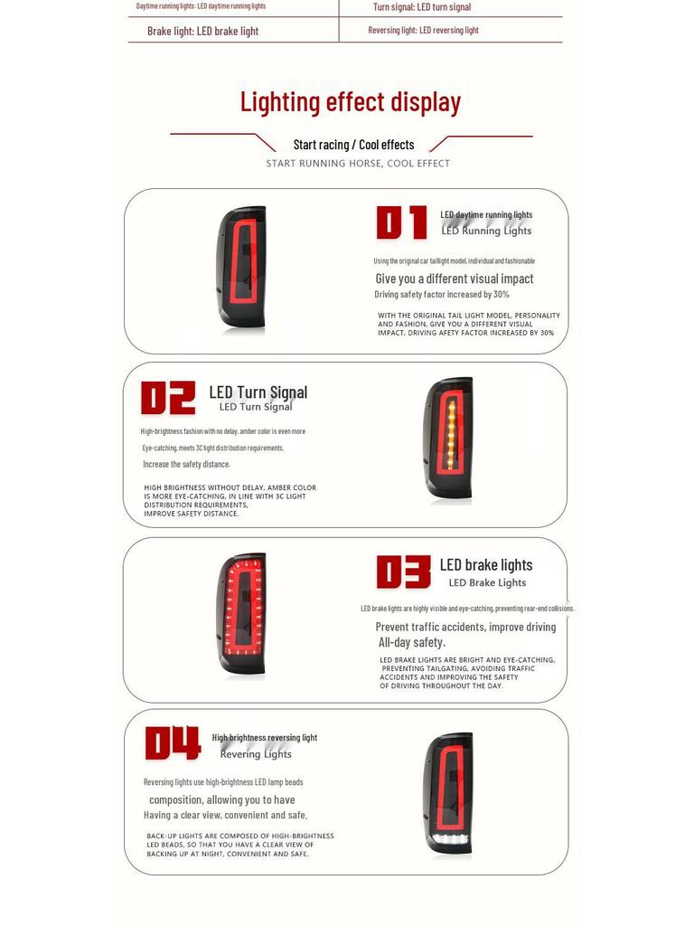 LED Flowing Turn Signal Tail Light Assembly for 2005-2014 Toyota Hilux VIGO