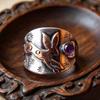 Hot-selling new European and American luxury retro silver-plated purple gemstone animal shape ring