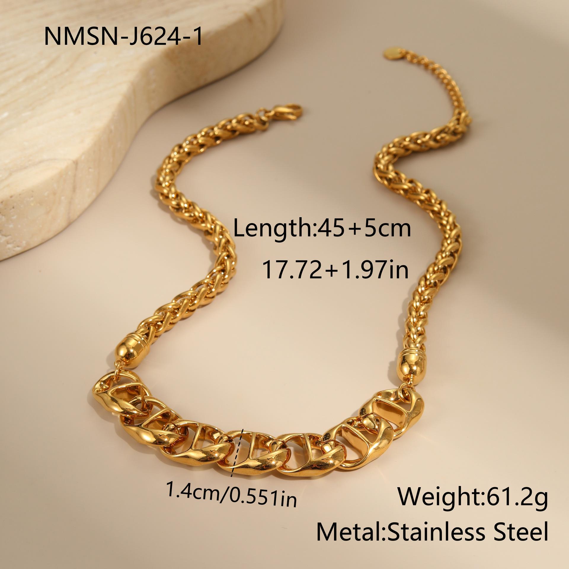 GEMCHIC Women s Exaggerated Chunky Chain Necklace Stainless Steel Gold Plated Geometric Statement Choker Fashion Jewelry