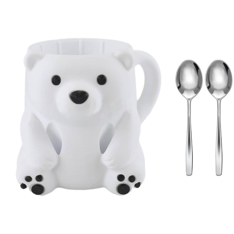 Funny Animal Ice Cream Pints Holder With Insulated Sleeve Builts In Storage Drawer and Spoons Dessert Organizers