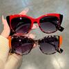 Glossy Red Black Color-Block Gradient Cat-Eye Sunglasses - Chic Women's Glasses with Anti-Glare Lenses for Fashionable Travel