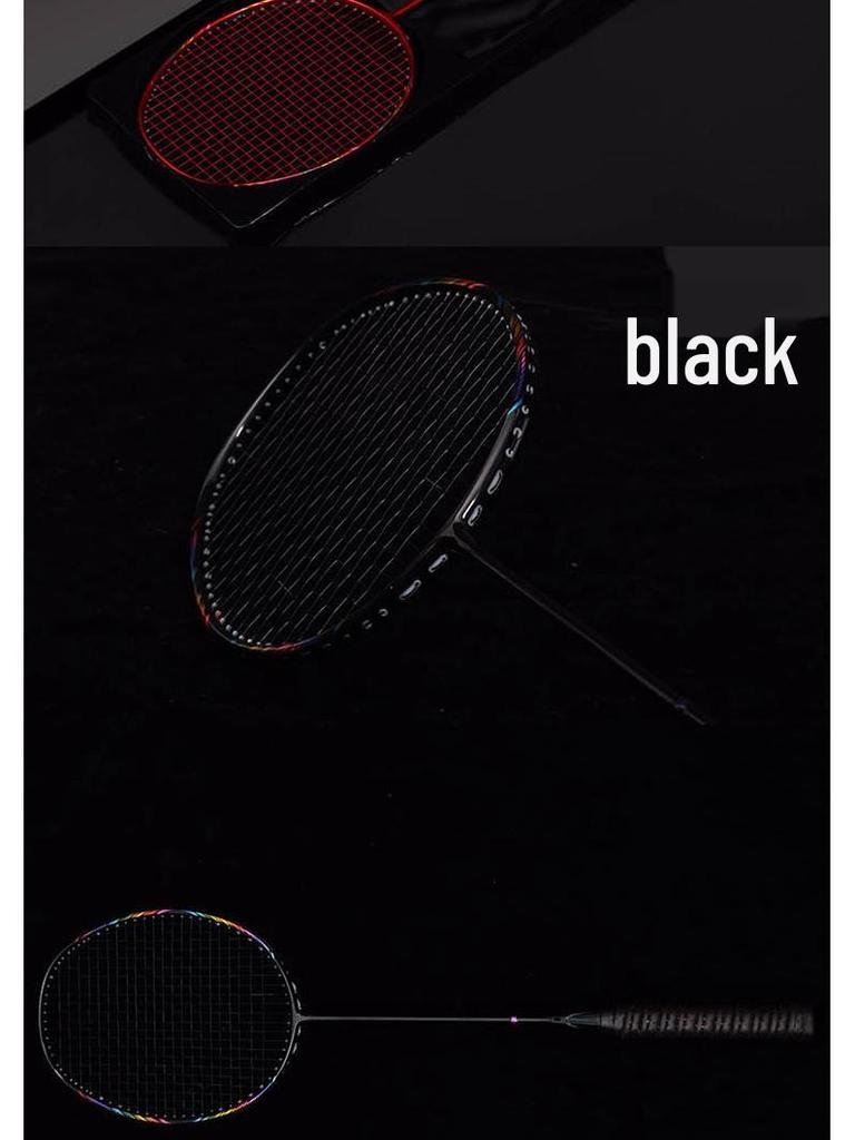 Pacco regalo: Racchetta da Badminton Monopezzo 8U in Full Carbon - Design Offensivo Leggero con Assorbimento degli Urti