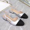 Women's Shoes Low Heel Rear Empty Bag Head Sandals Flat High Heel Color Matching Thick Heel Single Shoes Middle Heel