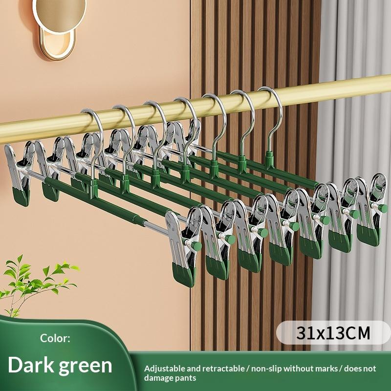 12Pcs Adjustable Metal Hangers With Clips, Non-Slip Space-Saving For Pants/Skirts & All Garments, Keep Clothes Tidy & Organized