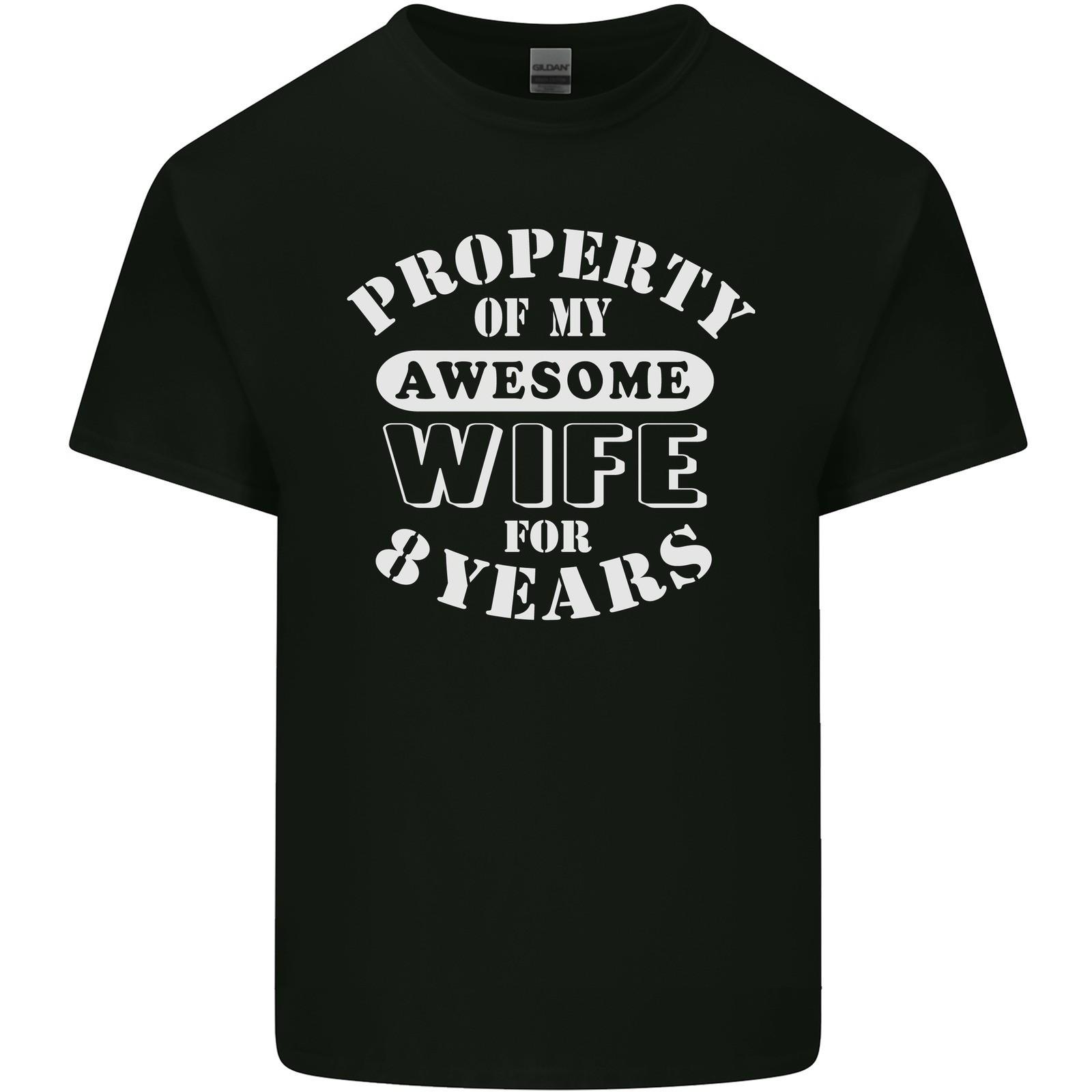 8 Year Wedding Anniversary 8th Funny Wife Mens Light Cotton T-Shirt 3XL