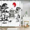 Japanese-Style Flowers Plum Blossom Shower Curtains Bathroom Curtain Frabic Waterproof Polyester Bath Curtain With Hooks
