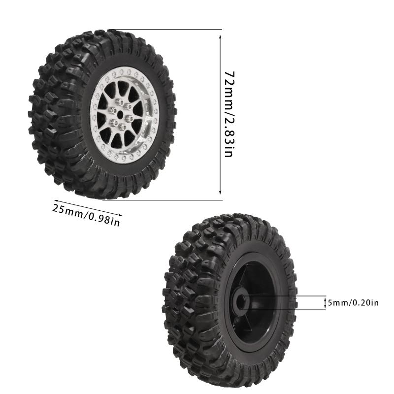 1:12 RC Car Crawler Tire Replacement 72mm Metal Upgraded Wheels Toy Car Upgrade Accessories Parts MN90 91 99 99S