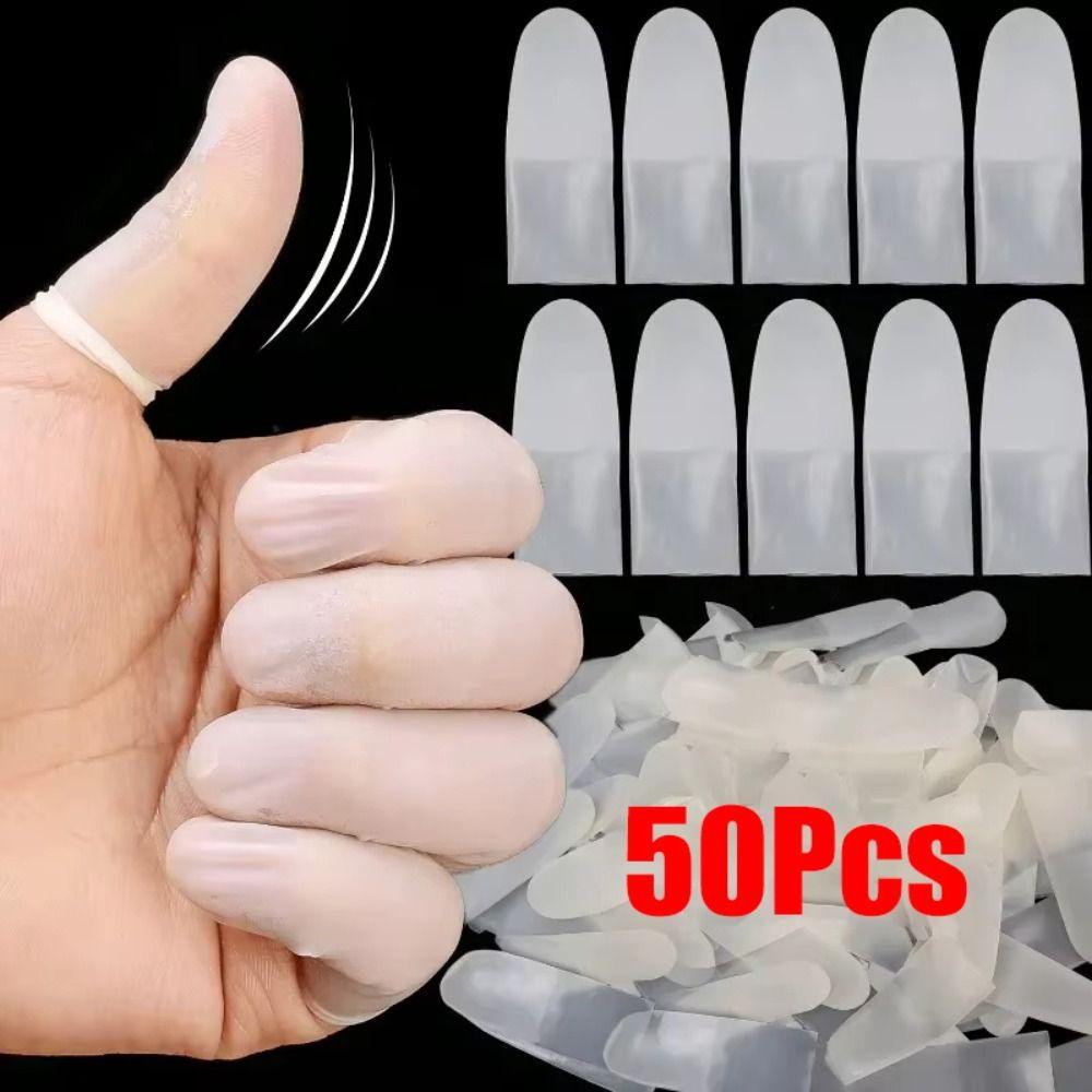 50Pcs Disposable Finger Sleeve Ultra Thin Non-slip Finger Protection Sleeve Frosted Fingertip Cover Nail Tools