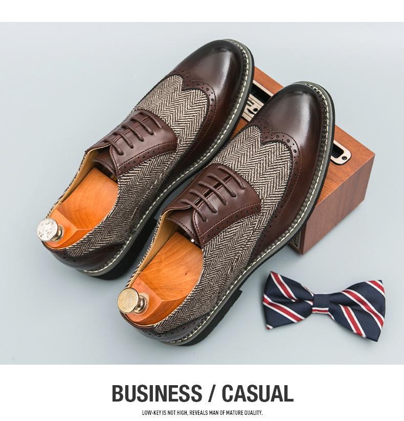 2025 Plus Size Pointed Toe Leather Brogues: Versatile European Style Formal & Casual Men's Shoes