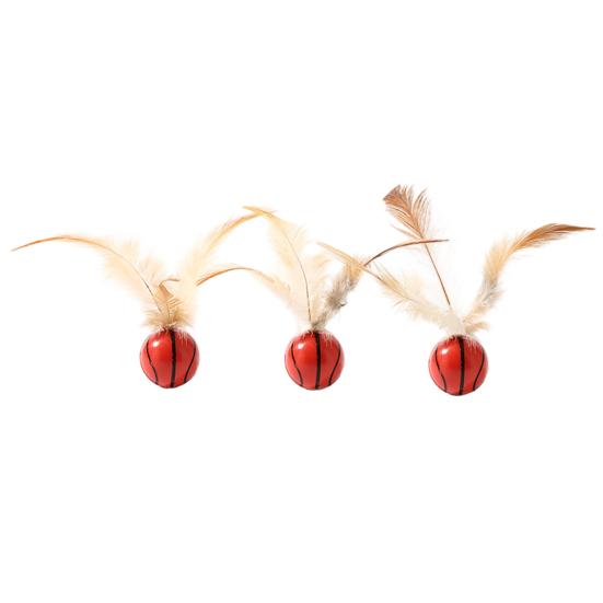 

3PCS Cat Toy Exercise Ball with Feathers Lightweight Bounce Ball Interactive Entertainment Toy for Cat Active D