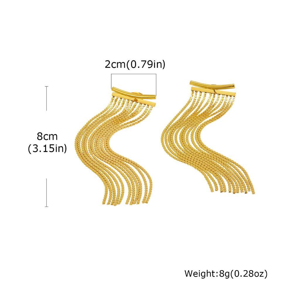 Gold Tassel Earrings Stainless Steel Waterfall Earrings Hypoallergenic Fringe Earrings  Prom Event
